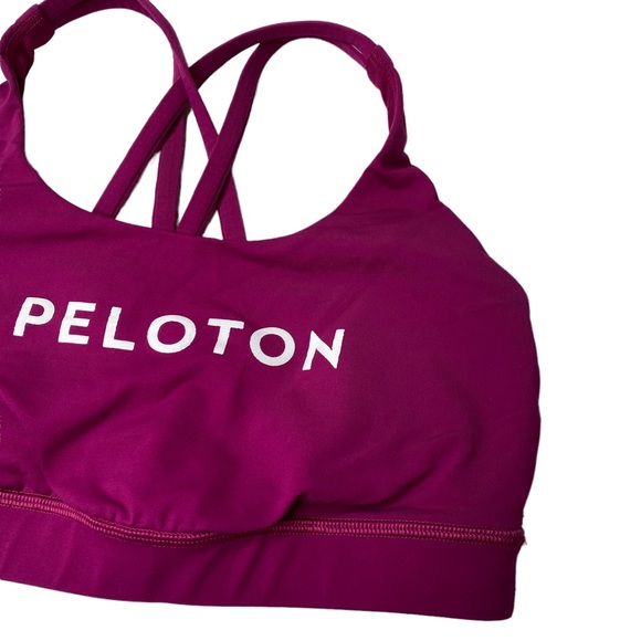 Lululemon Athletica Peloton Fuschia Strappy Energy Sports Bra Size Medium - Picture 9 of 12